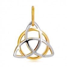 Obesek iz kombinacije 14-k zlata – trikotni keltski vozel s krogom