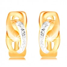 14-k zlati uhani – povezana ovala z majhnimi zarezami
