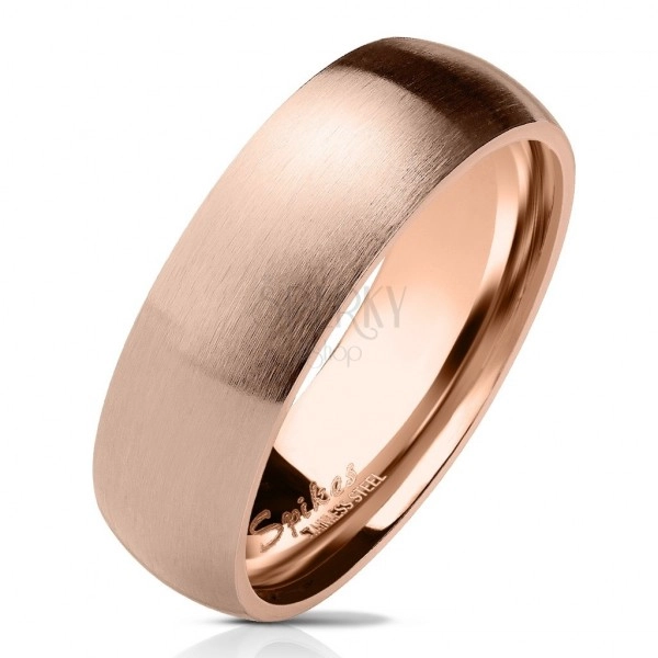 Poročni prstan iz nerjavečega jekla bakrene barve, mat zaobljena površina, 6 mm