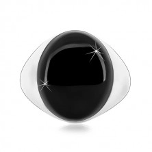 Prstan iz srebra 925 z ovalno črno glazuro in sijočimi kraki