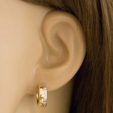 Okrogli uhani iz kombinacije 14-k zlata s prefinjeno polovičko