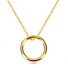Ogrlica iz 9-k zlata – fina verižica z obeskom v obliki gladkega kroga