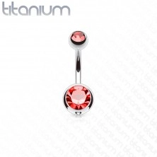 Titanov piercing za popek – kroglica z brušenima cirkonoma, dolžina 8 mm