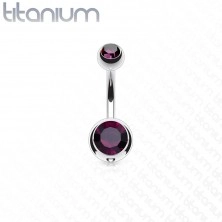 Titanov piercing za popek – kroglica z brušenima cirkonoma, dolžina 12 mm
