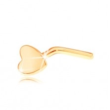 Piercing za nos iz 9-k rumenega zlata – sijoč srček, ukrivljen