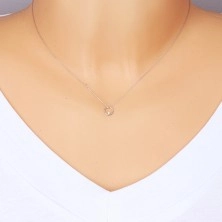 Diamantna ogrlica iz 9-k belega zlata – ozek sijoč krog in briljant