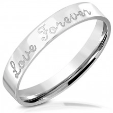 Sijoč jeklen poročni prstan z vgraviranim napisom »Love Forever«, 3,5 mm