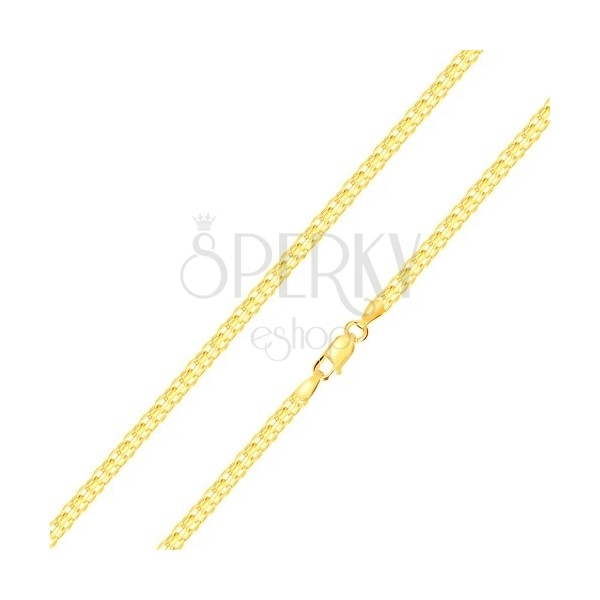 Verižica iz 14-k rumenega zlata - izmenjujoči se povezani členi, 450 mm