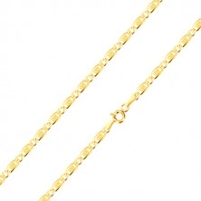 Zapestnica iz 14-k rumenega zlata  - ovalen člen, podolgovati člen z mrežico, 190 mm
