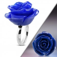 Jeklen prstan – sijoč prstan, temno modra vrtnica iz smole