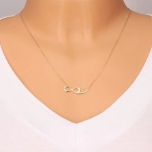 Ogrlica iz 14-k rumenega zlata  - tanka verižica, simbol neskončnosti, napis MOM