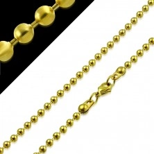 Jeklena verižica zlate barve – kroglice, ločene s kratkimi paličicami, 2 mm