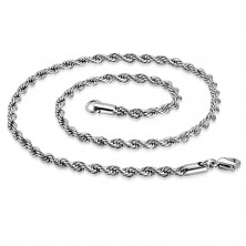 Spiralna verižica iz jekla, srebrna barva, ovalni členi, 450 mm