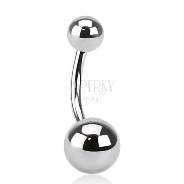 Jeklen piercing za popek srebrne barve - preproste kroglice, 1,2 mm