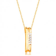Ogrlica iz 9-k rumenega zlata – tanka verižica, ozek obesek v obliki črke U