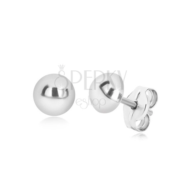 Uhani iz srebra 925 – preprosta polkroglica, sijoča površina, 6 mm