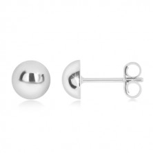 Uhani iz srebra 925 – preprosta polkroglica, sijoča površina, 6 mm