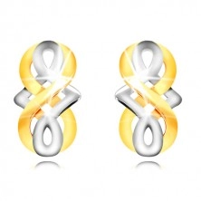 Uhani iz 9-k zlata – simbol neskončnosti, keltski vozel z belim zlatom, čepki