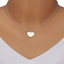 Ogrlica iz srebra 925 – simetrično srce, regratova lučka, napis Mom