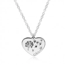 Ogrlica iz srebra 925 – simetrično srce, regratova lučka, napis Mom
