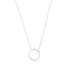 Ogrlica iz srebra 925 – bleščeča verižica, sijočo obris kroga in paličica