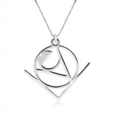 Ogrlica iz srebra 925 – beseda Love z abstraktnim geometrijskim motivom