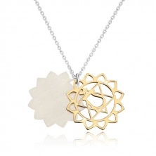 Ogrlica iz srebra 925 – sijoča srčna čakra zlate barve, mat lotusov cvet