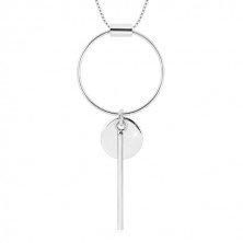 Ogrlica iz srebra 925 – oglata verižica, obris kroga, krogec in paličica