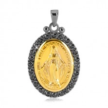 Obesek iz srebra 925 – magični medaljon zlate barve, okrasna obroba temno sive barve
