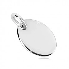 Obesek iz srebra 925 – sijoča ploščata ploščica, preprost oval