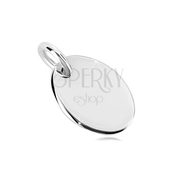 Obesek iz srebra 925 – sijoča ploščata ploščica, preprost oval