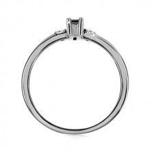 Prstan iz srebra 925 – pravokoten črn cirkon, okrogli prozorni cirkoni