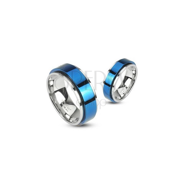 Vrtljiv prstan iz nerjavečega jekla - modra barva