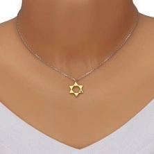 Ogrlica iz srebra 925 – Davidova zvezda zlate barve, črn diamant