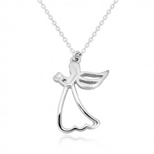Ogrlica iz srebra 925 – izrezan angel s srcem, prozoren diamant