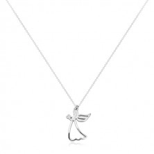 Ogrlica iz srebra 925 – izrezan angel s srcem, prozoren diamant