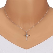 Ogrlica iz srebra 925 – sijoč križ s simbolom neskončnosti, prozorni diamanti