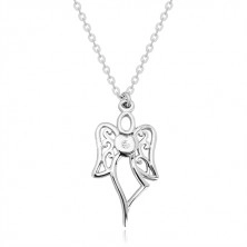 Ogrlica iz srebra 925 – izrezan angel, srce s prozornim diamantom