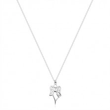 Ogrlica iz srebra 925 – izrezan angel, srce s prozornim diamantom