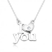 Briljantna ogrlica, srebro 925 – I heart you, verižica iz ovalnih členov
