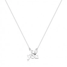 Briljantna ogrlica, srebro 925 – I heart you, verižica iz ovalnih členov