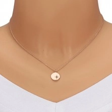 Ogrlica iz srebra 925 rožnato zlate barve - sijoč krog, severnica, črn diamant