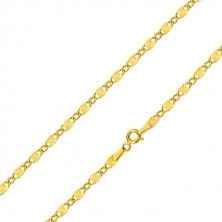 Verižica iz 14-k rumenega zlata - ovalni členi, podolgovati členi z zvezdastimi zarezami, 550 mm