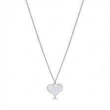 Tridelni komplet iz srebra 925 – simetrično srce s cirkoni, verižica z zaporednim vzorcem