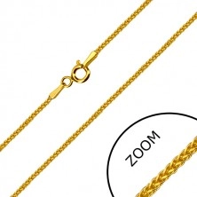 Oglata verižica iz 14-k rumenega zlata – gosto prepleteni členi, obroček za zapenjanje, 500 mm
