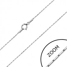Verižica iz 14-k belega zlata – pravokotni členi, oglata verižica, 500 mm