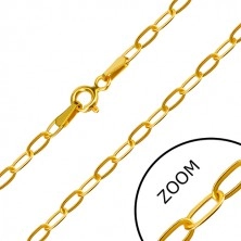 Zapestnica iz 14-k zlata – pravokotno povezani ovalni členi, obroček za zapenjanje, 200 mm