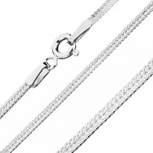 Srebrna verižica 925 sploščene oblike z diagonalnimi členi, širina 1,8 mm, dolžina, 550 mm