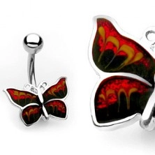 Piercing za popek – svetleč metulj
