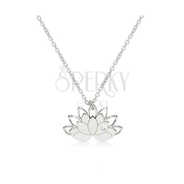 Ogrlica iz srebra 925 – lotosov cvet s konturami cvetov in prozornim cirkonom